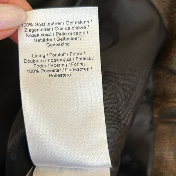 GANNI Washed Perfecto Brown Leather Cropped Biker Jacket size 36 US S Sold Out - Picture 16 of 16